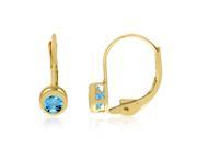 14k Yellow Gold 4mm BlueTopaz Bezel Leverback Earrings
