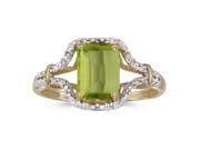 10k Yellow Gold Emerald cut Peridot And Diamond Ring Size 8