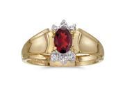 14k Yellow Gold Oval Garnet And Diamond Ring Size 6