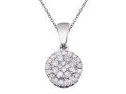 14K White Gold Diamond Clustaire Pendant with 18 Chain