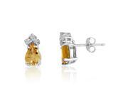14k White Gold 7X5 Pear Citrine and Diamond Earrings