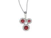 14k White Gold Triple Ruby and .07 ct Diamond Pendant with 18 14k White Gold Triple Ruby and .07 ct Diamond Pendant with 18