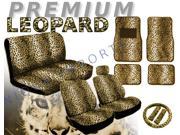 Classic Leopard Seat Covers Floor Mats Set – 15pc Safari Animal Print