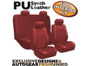 Solid Red PU Low Back Synthetic Leather Seat Covers with Steering Wheel Seat Belt Pads
