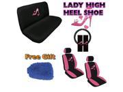 Lady High Heel Seat Cover Set – 11pc Full Interior w BONUS Wash Mitt