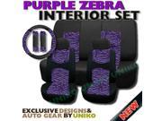 Mesh Purple Zebra Seat Covers – Animal Print Accent on Thick Padded Black Mesh – Exclusive from Unique Imports