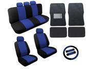 Dual Color Blue/Black Two Tone Car Seat Covers Black Mats Set 18pc Racing Stripe For Volkswagen VW Beetle Dual Color Blue/Black Two Tone Car Seat Covers Black Mats Set 18pc Racing Stripe For Volkswagen VW Beetle
