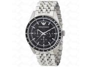 Emporio Armani Men s AR5988 Silver Stainless Steel Quartz Watch with Black Dial