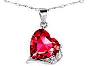 Mabella Fashion PWS015CR 6.06 CTW Heart Shaped 12mm x 12mm Created Ruby Pendant Sterling Silver with 18 Chain