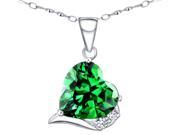 Mabella 6.06 Ct.TW. Heart Shaped 12x12mm Created Emerald Pendant with 18 Sterling Silver Necklace