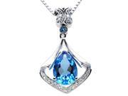 Mabella PWS008CT 3.05 cttw Pear Shaped 8mm x 11mm Created Blue Topaz in Sterling Silver Pendant with 18 Chain