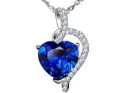 Mabella Fashion PWS004CBS 4.10 cttw Heart Shaped 10mm x 10mm Created Blue Sapphire Pendant in Sterling Silver with 18 Chain