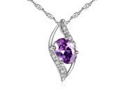 Mabella 0.78 Cttw Oval Cut 7mm*5mm Created Amethyst Pandent Sterling Silver with 18 Chain