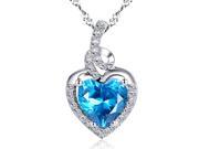 Mabella 2.0cttw Heart Shaped 8mm x 8mm Created Blue Topaz Pendant 18 Chain Sterling Silver