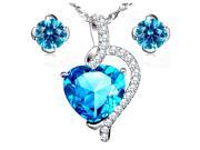 Mabella Beauty Heart Cut Created Blue Topaz Pendant Earring Set Sterling Silver 18 Chain