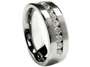 Nine CZ Stainless Steel 8mm Mens Wedding Bands Ring