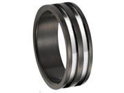 Two Parallel Stripe Stainless Steel 8mm Mens Wedding Bands Ring