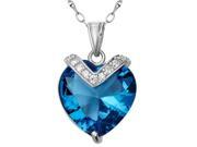 Mabella 10.84 CTW Heart Shaped Created Blue Topaz Pendant in Sterling Silver w 18 Necklace