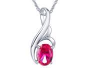 Mabella 0.75 Cttw Oval Cut 7mm*5mm Created Ruby Pendant Sterling Silver with 18 Chain