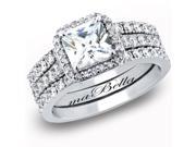 Mabella 3 Pcs Women s Princess Cut 925 Sterling Silver Wedding Engagement Ring Set