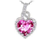 Mabella 2.0cttw Heart Shaped 8mm x 8mm Created Pink Sapphire Pendant in Sterling Silver with 18 Chain