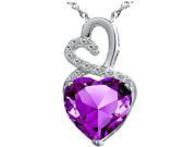 Mabella 4.0cttw Heart Shaped 10mm Created Amethyst Pendant in Sterling Silver with 18 Chain