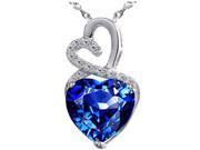 Mabella 4.0cttw Heart Shaped 10mm Created Blue Sapphire Pendant in Sterling Silver with 18 Chain