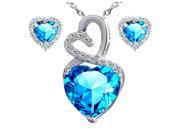Mabella Eternity Heart Cut Created Blue Topez Pendant Earring Set Sterling Silver 18 Chain