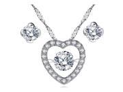 Mabella Sterling Silver 0.50ct Round Cut Cubic Zirconia Heart Shape Dancing Pendant and Earring Set