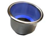 Whitecap Flush Mount Cup Holder w Blue LED Light Stainless Steel