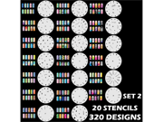 Set 2 320 Airbrush Nail Art STENCIL DESIGNS 20 Template Sheets Kit Brush Paint