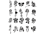 Self Adhesive Airbrush Tattoo Stencil Set Book of 20 Rose Design Template Flower