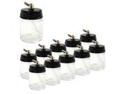 10 Glass 3 4oz 22cc Airbrush Bottles Jars Single Action Siphon Suction Feed Lid