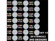Set 13 340 Airbrush Nail Art STENCIL DESIGNS 20 Template Sheets Kit Brush Paint