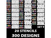 300 Airbrush Nail Art STENCIL DESIGNS Set 9 20 Template Sheets Kit Brush Paint