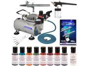 2 AIRBRUSH CAKE DECORATING KIT Compressor 8 Color Americolor Food Coloring Set