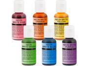 US Cake Supply by Chefmaster Airbrush Cake Neon Color Set in 0.7 fl. oz. Bottles