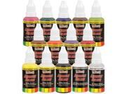 U.S. Art Supply® 12 Color 1oz Transparent AIRBRUSH Paint Set w Cleaner Thinner