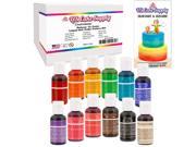 12 Color Chefmaster Liqua Gel Cake Coloring Set 0.7 oz. Kit by US Cake Supply