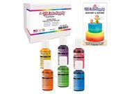 6 Color Neon US Cake Supply by Chefmaster Liqua Gel Paste Cake Color Set 0.7 fl. oz. 20ml Bottles