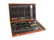 US Art Supply 82 Piece Deluxe Artist Studio Creative Wood Box Set Colored Pencils Watercolor Paints Oil Pastels