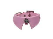 Bundle Monster Rhinestone Charm Adjustable Small Dog Collared Design Collar Pink