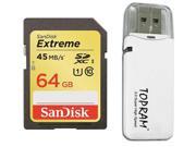 SanDisk 64GB 64G Extreme SD SDHC SDXC Card UHS I Class 10 45MB s 300X with USB 3.0 RV33 Reader