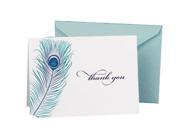 Hortense B. Hewitt Wedding Accessories Thank You Note Cards Peacock Feather Pack of 50