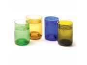 Oenophilia Recycled Glass Wine Bottle Tumblers Set of 4 Assorted Colors