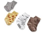 babyaspen 4 Pair Animal Themed Sock Set 0 6 months Sock Safari