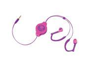 RETRAK ETAUDWPKRL Retractable Sports Wrap Earbuds Neon Pink Purple