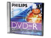 PHILIPS DM4S6S05F 17 4.7GB 16x DVD Rs with Slim Jewel Cases 5 pk