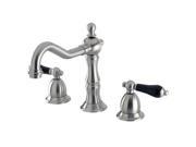 Kingston Brass Heritage Onyx Widespread Lavatory Faucet With Black Porcelain Lev