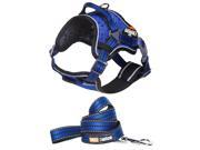 Helios Dog Chest Compression Pet Harness and Leash Combo Blue Small